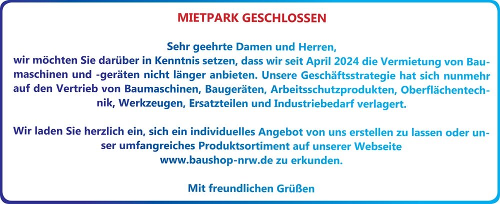 MIETPARK GESCHLOSSEN