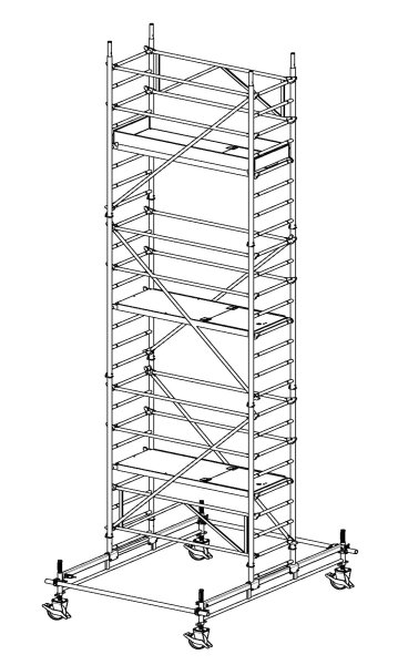 MÜBA 7,65m Typ 70/5-250S Alu-Fahrgerüst Arbeitshöhe 7,65 m, Gerüsthöhe 6,65 m, Standhöhe 5,65 m, Standfläche 0,65 x 2,50 m #1