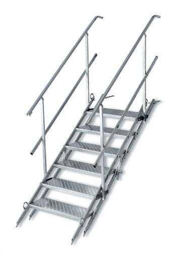SAEL%  MÜBA Bautreppe mit 6 Stufen und Geländern, Treppenlänge ca. 1,84m, verzinkt #1