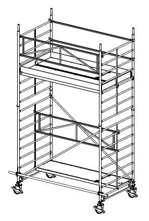 MÜBA 54m Typ 150-3S Alu-Fahrgerüst Arbeitshöhe 540 m Gerüsthöhe 430 m Standhöhe 340 m Standfläche 130 x 250 m