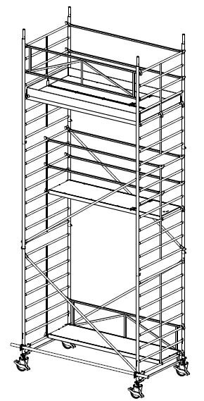 MÜBA 64m Typ 150-4S Alu-Fahrgerüst Arbeitshöhe 640 m Gerüsthöhe 530 m Standhöhe 440 m Standfläche 130 x 250 m